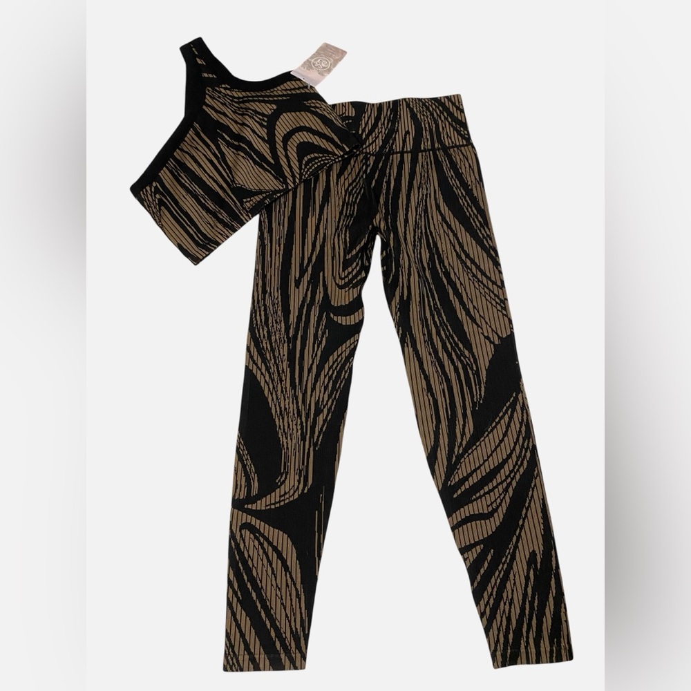 Sage Abstract Swirl Leggings - Black & Brown